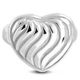 Stainless Steel Spiral Grooved Love Heart Cocktail Ring