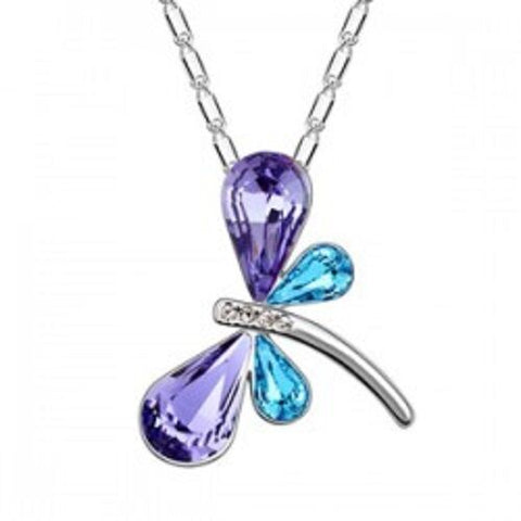 Crystal Dragonfly Necklace with Chain