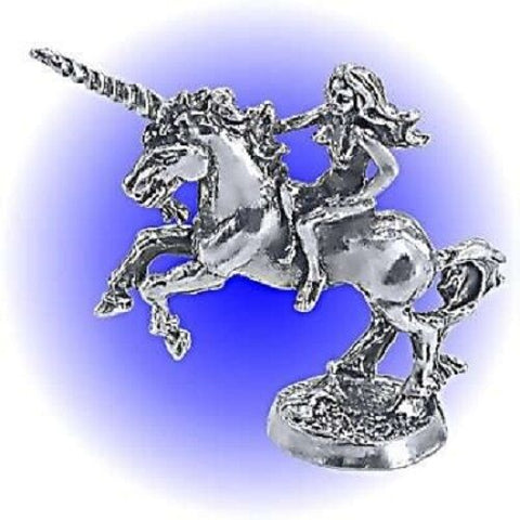 Unicorn and Maiden Pewter Figurine - Lead Free