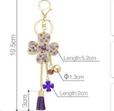 Four Leaf Clover Crystal Bag Charm/Keyring with Tassel