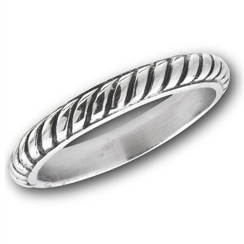 STAINLESS STEEL OXIDIZED HIGH POLISH BRAID BAND RING