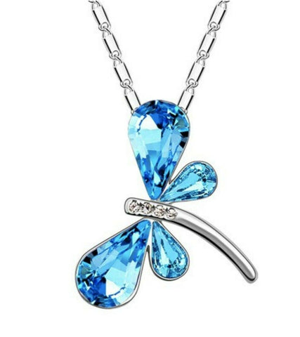 Crystal Dragonfly Necklace with Chain