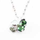 Celtic Green Four Leaf Clover pendant with crystals and chain