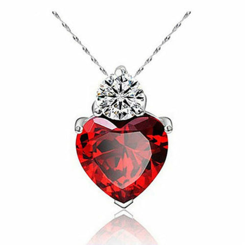 Red Rhinestone Heart Pendant with 18 in chain