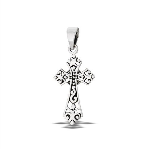 STERLING SILVER VICTORIAN FILIGREE CROSS PENDANT without chain