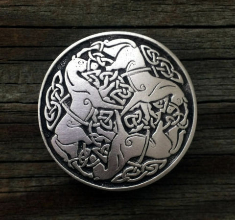 Pewter Celtic Horse Knot-Work Epona Brooch Made in USA