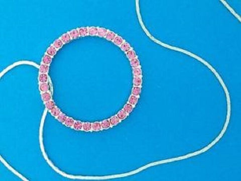 Pewter Eternity Circle Pink CZ Pendant on 16" Chain