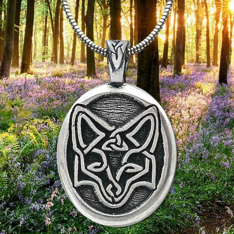 Celtic Pewter Fox Pendant made in USA with 21 inch snake stainless steel chain