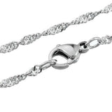 Stainless Steel Water Wave Chain Necklace  55-70 cm length, 2 mm width