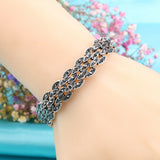7 inch Silver Plated Turkish Style bracelet with marcasite-like stones