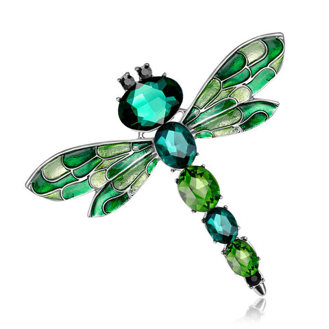 Rhinestone Dragonfly Brooch/ Pin  with Enamel wings
