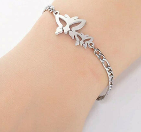 Stainless Steel 2 butterfly bracelet/anklet  ( 9 in)  includes 1 in ext