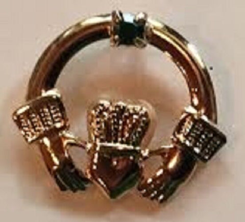 Claddagh with green stone Lapel Pin (2 pieces)