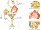 Cocktail  Crystal Bag Charm/Keyring with Pink Crystal