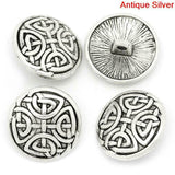 Zinc Alloy Metal  Shank Buttons Round Antique Silver Celtic Knot 17 mm (10 item)