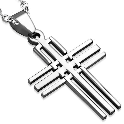 Stainless Steel Cut-out Geometric Cross Pendant no chain