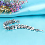 7 inch Silver Plated Turkish Style bracelet with marcasite-like stones