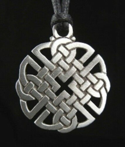 Pewter Round Celtic Knot Pendant with Black Cord