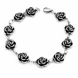 Stainless Steel Rose Flower Bracelet 9.5 in