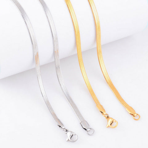 Stainless Steel 18 Inch 3 mm Flat Silver Color Snake Neck Chain Necklace
