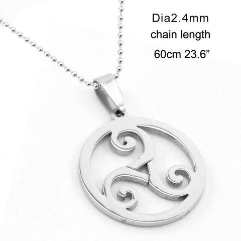 Stainless Steel Celtic Triskele Pendant and 60 cm 2.4mm chain