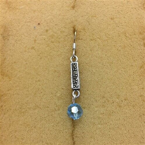 Sterling Silver Marcasite Dangle Earring With Crystal Bead Earring