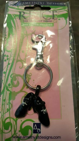 Irish Pewter and Enamel Dancing Black Rince Hard Shoe Charm/Keyring