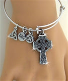 Bold Reversible Celtic High Cross Charm Bangle USA