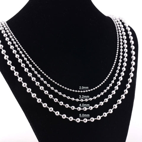 Stainless Steel 20 Inch 3.2mm Ball Link Neck Chain Necklace