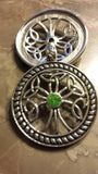 Stainless Steel Celtic Tree of life with green rhinestone with 20 in ball chain
