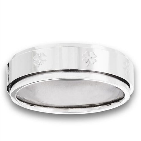 STAINLESS STEEL SHAMROCKS SPINNING RING