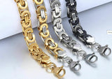 Stainless Steel Flat Byzantine Bracelet 9 inches 9mm