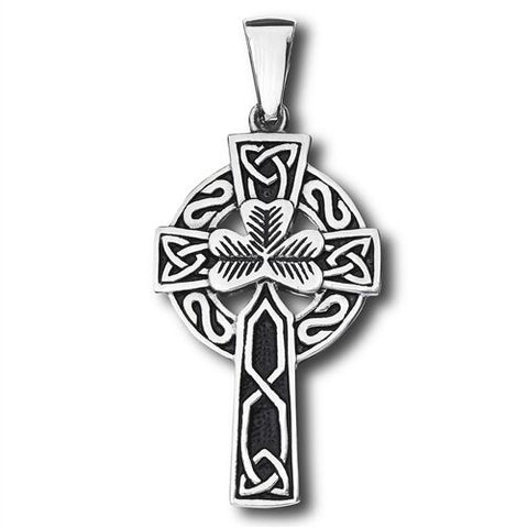 Stainless Steel Celtic Shamrock Cross pendant no chain