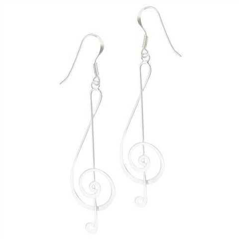 Sterling Silver Clef Note Pair of Earrings