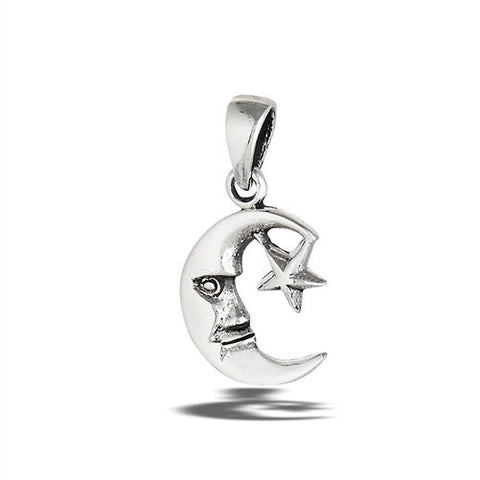 STERLING SILVER MOON AND STAR PENDANT without chain