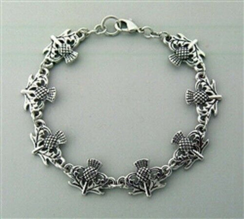 Celtic Rhodium Plated Pewter Scottish Thistle bracelet