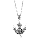Celtic  Scottish Thistle silver plated  Necklace with 20 inch chain