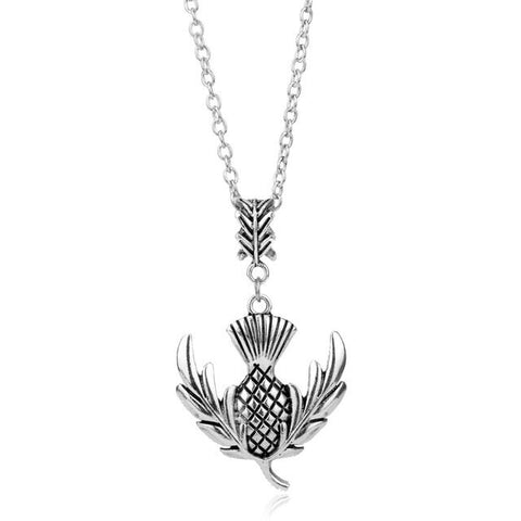 Celtic  Scottish Thistle silver plated  Necklace with 20 inch chain