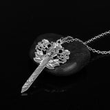 Silver-Plated Scottish miniature Kilt Pin Pendant with Thistle and Sword 20 in