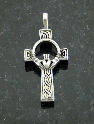 Bold Stainless Steel Celtic Claddagh High Cross Pendant no chain