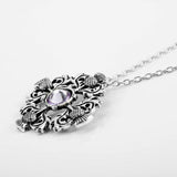 Scottish Thistle Cross Necklace with Purple Crystal with 50 cm(19.69 in) chain