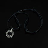 Double Sided Celtic Knot Circle Necklace with Full Length Adjusting Black Cord