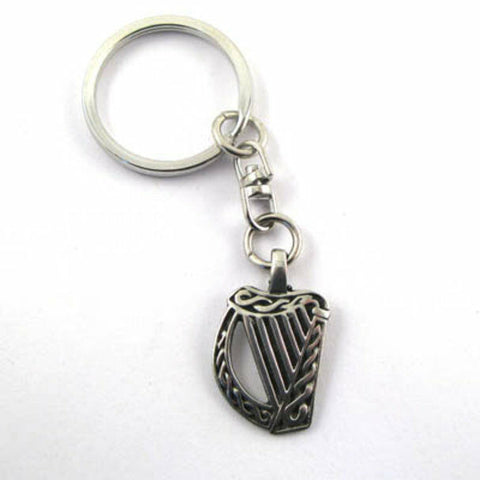 Irish Pewter Celtic Harp Keyring