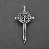 Silver Plated Celtic miniature Kilt Pin with Black Shamrock and Sword
