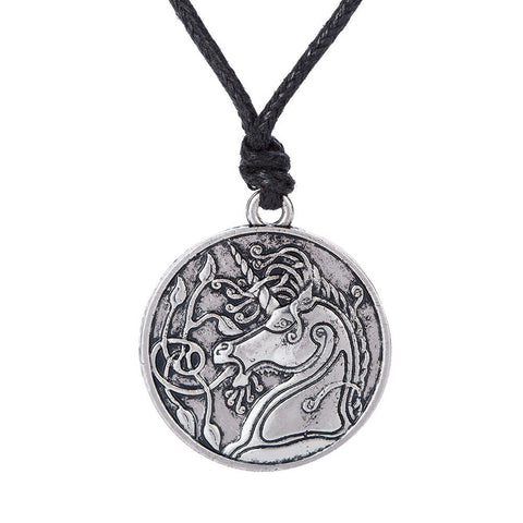 Double Sided Unicorn Necklace with Full Length Adjusting Black Cord