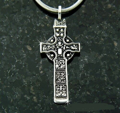 316 L Stainless Steel Celtic Durrow High Cross Pendant with 24 in rope chain