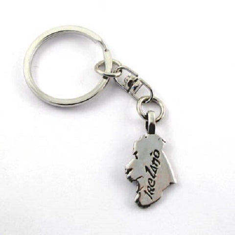 Irish Pewter Celtic Map of Ireland Keyring