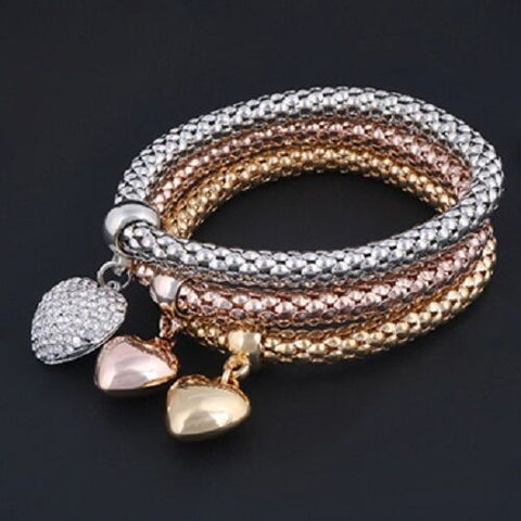 3 Stretchy Puffy Hearts Bracelet