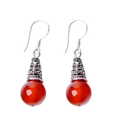 3 cm by 1 cm Red agate drop earrings