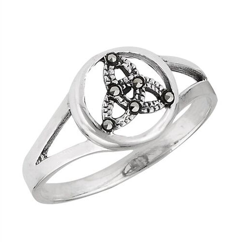 STERLING SILVER CELTIC RING WITH MARCASITE